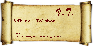 Váray Talabor névjegykártya